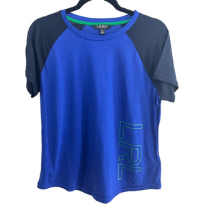 Ladies Black Label Lauren Ralph Lauren Large Navy Royal Blue Raglan T-Shirt